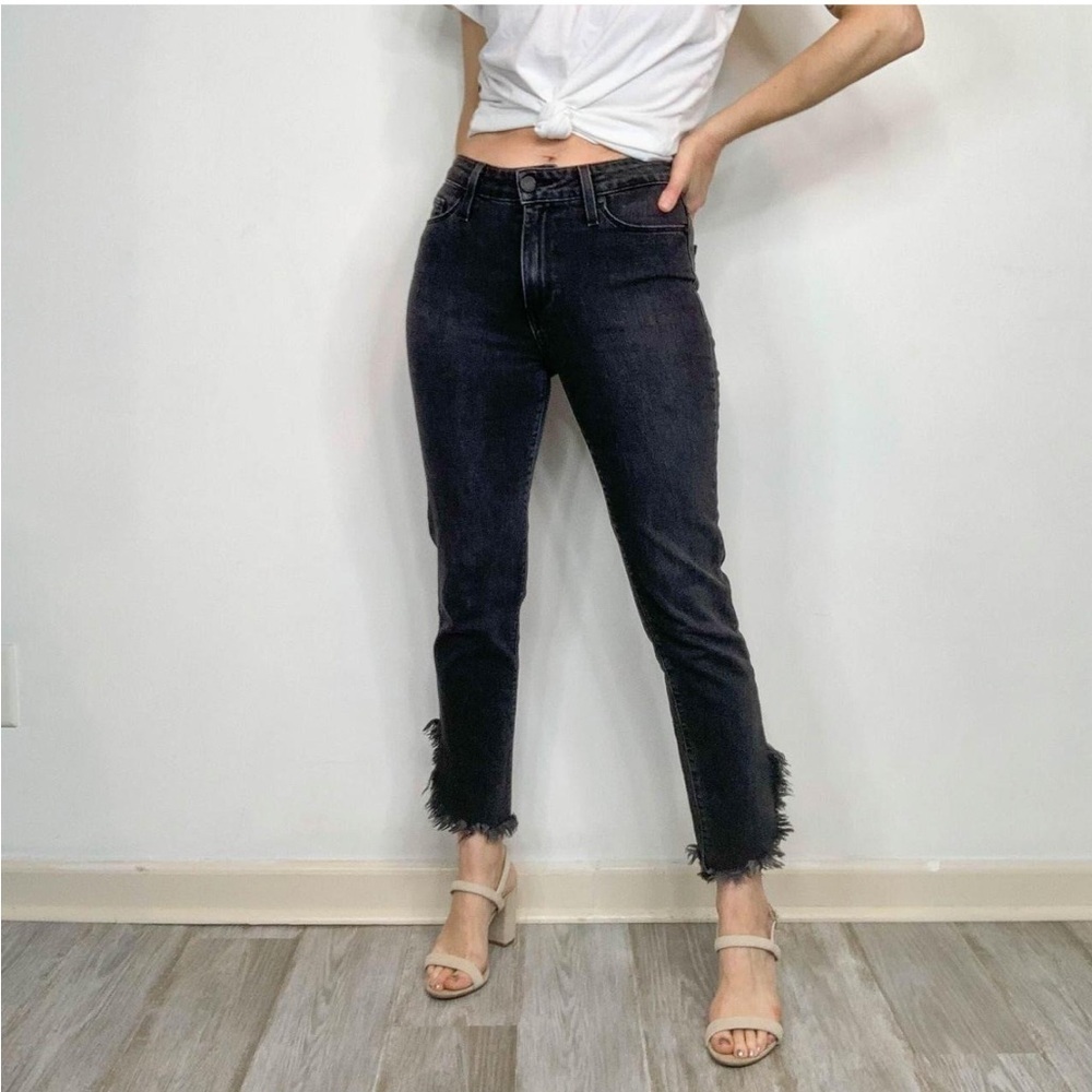 Paige Hoxton Straight Ankle Heavy Fray Curved Hem Size 25 Moonlight Fog